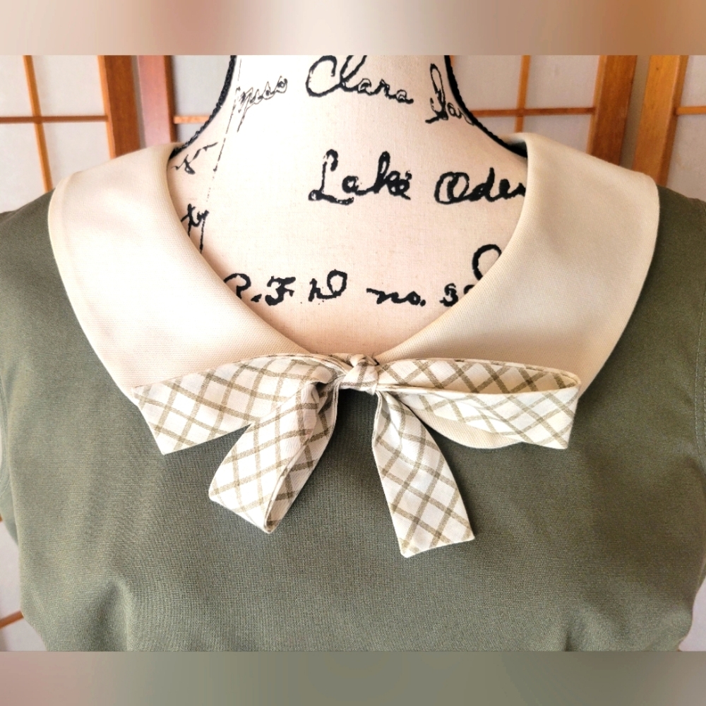Vintage Mod 1960's Olive Green Dress XL